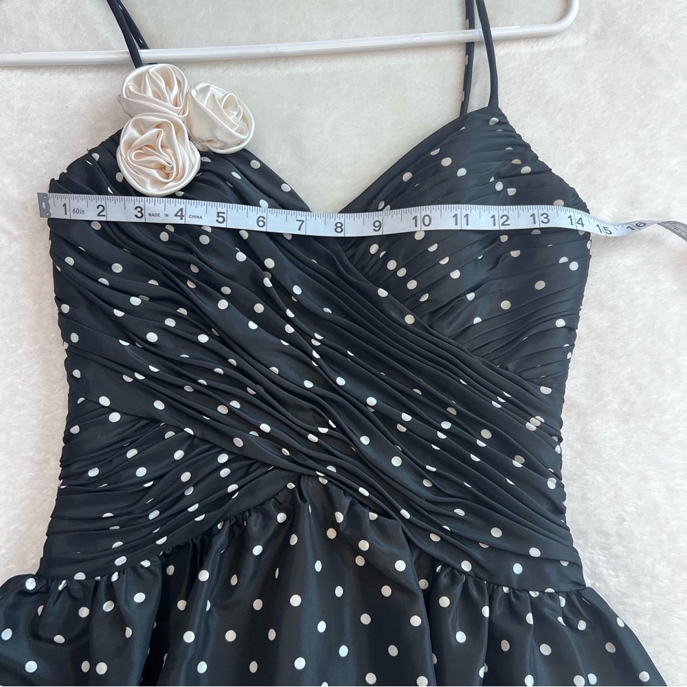 Hailey Logan by Adrianna Papell Black and Cream Polka Dot Mini Dress Size 3/4 - Picture 4 of 6